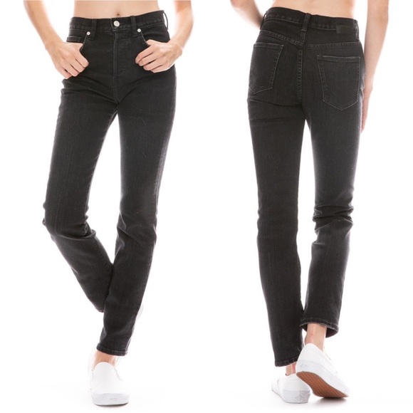 CQY Icon in Unify High Rise Slim Jean Black Salvage Denim Size 27 - Picture 4 of 16